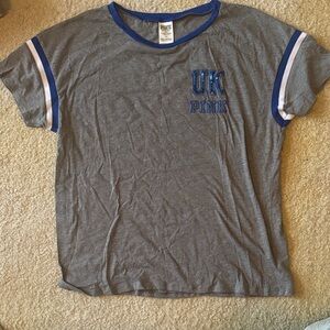 PINK Victoria's Secret Grey & Blue UK Ringer Tee